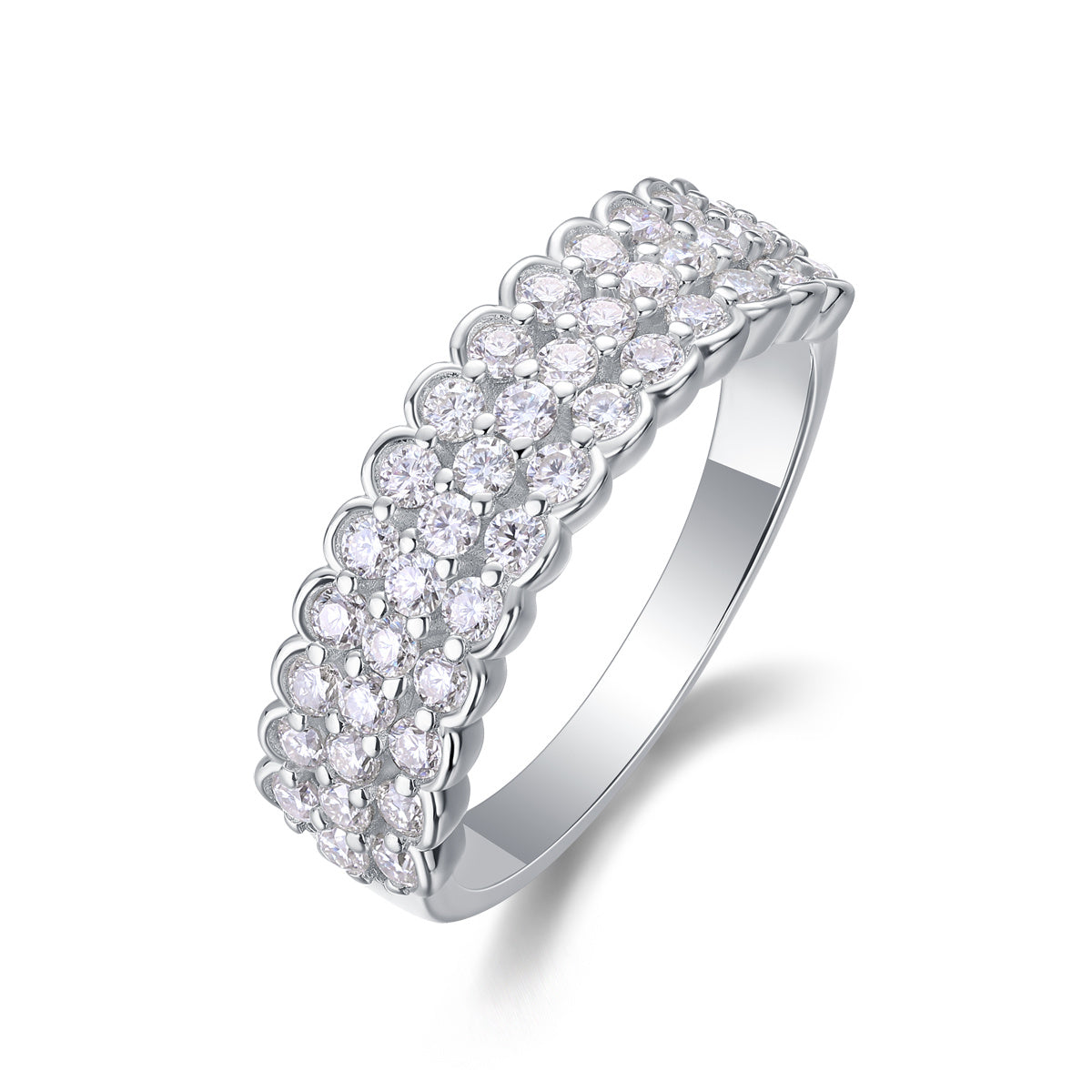 Multi-Row Moissanite Silver Ring Set