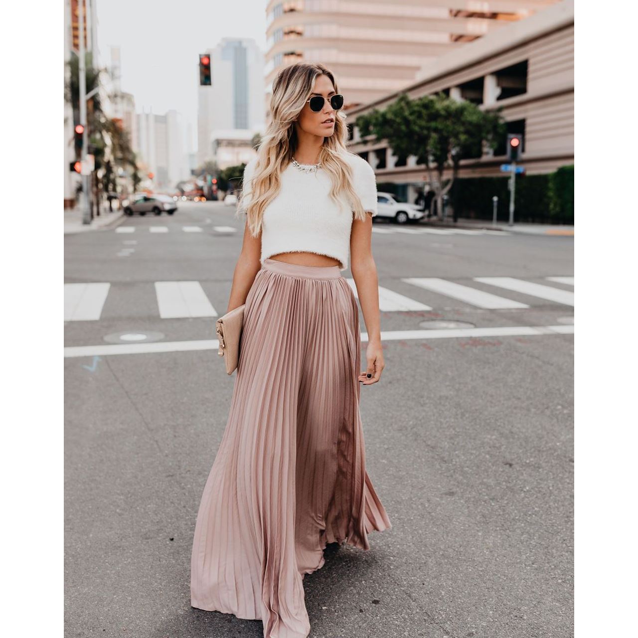 Jupe longue décontractée taille haute pour femme