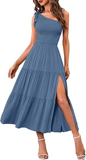 Robe d'été plissée à une épaule