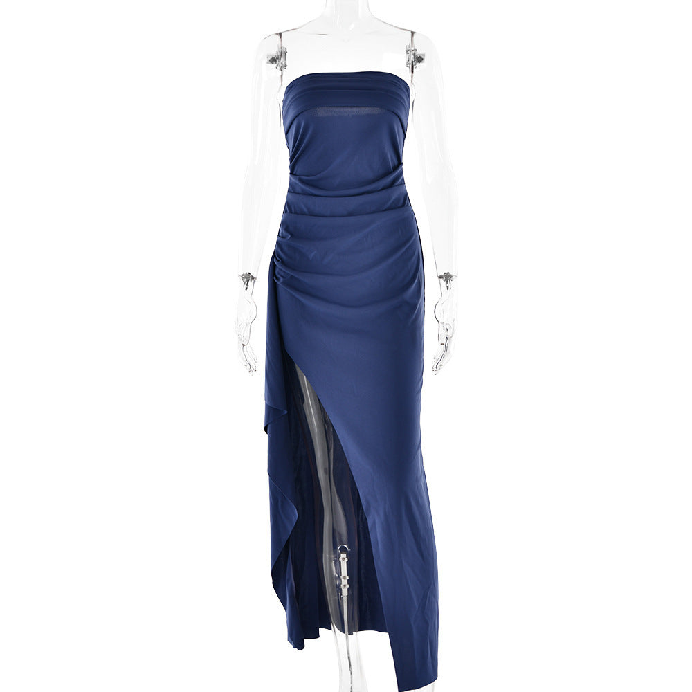Strapless Pleated Bridesmaid Dress