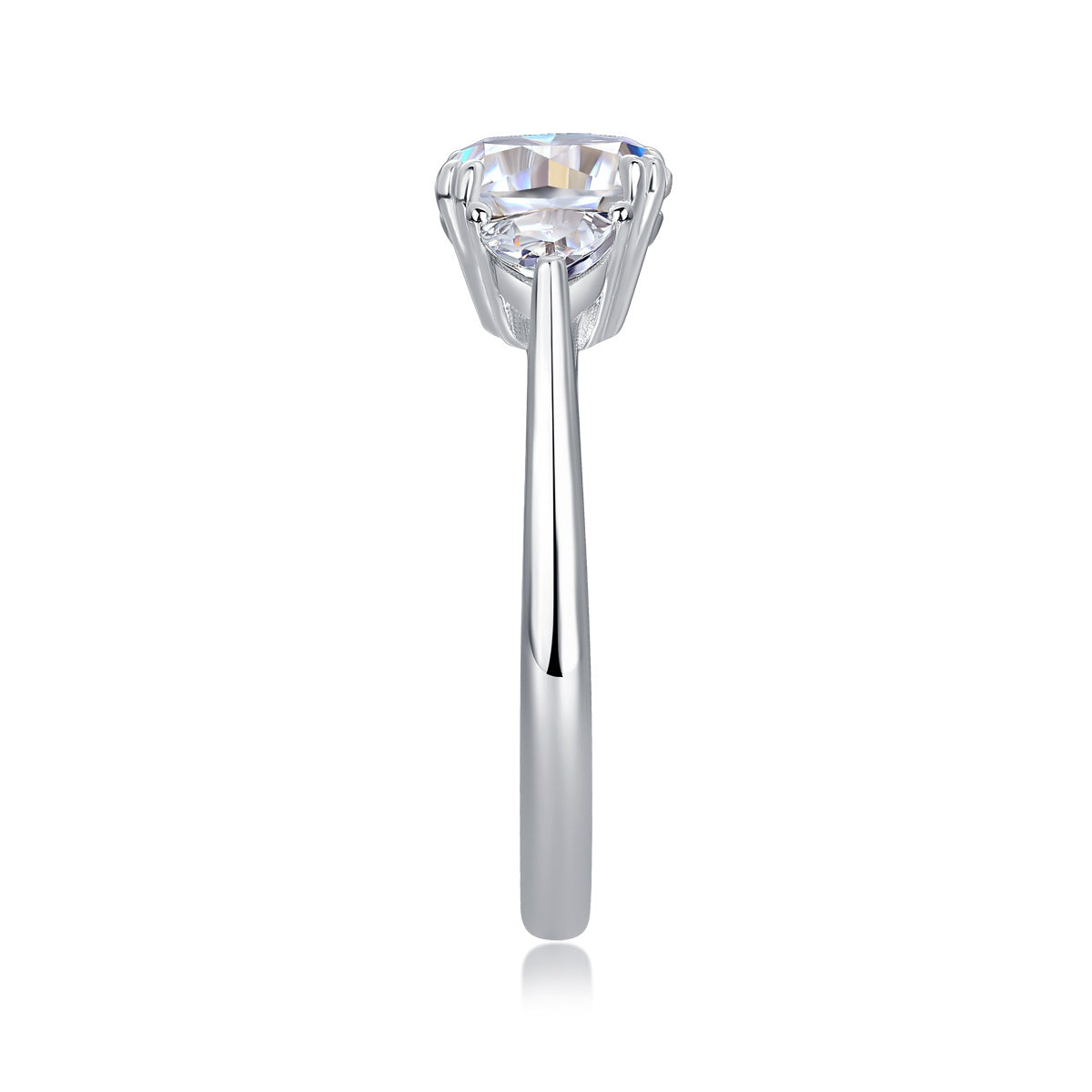 Large Moissanite Silver Wedding Ring