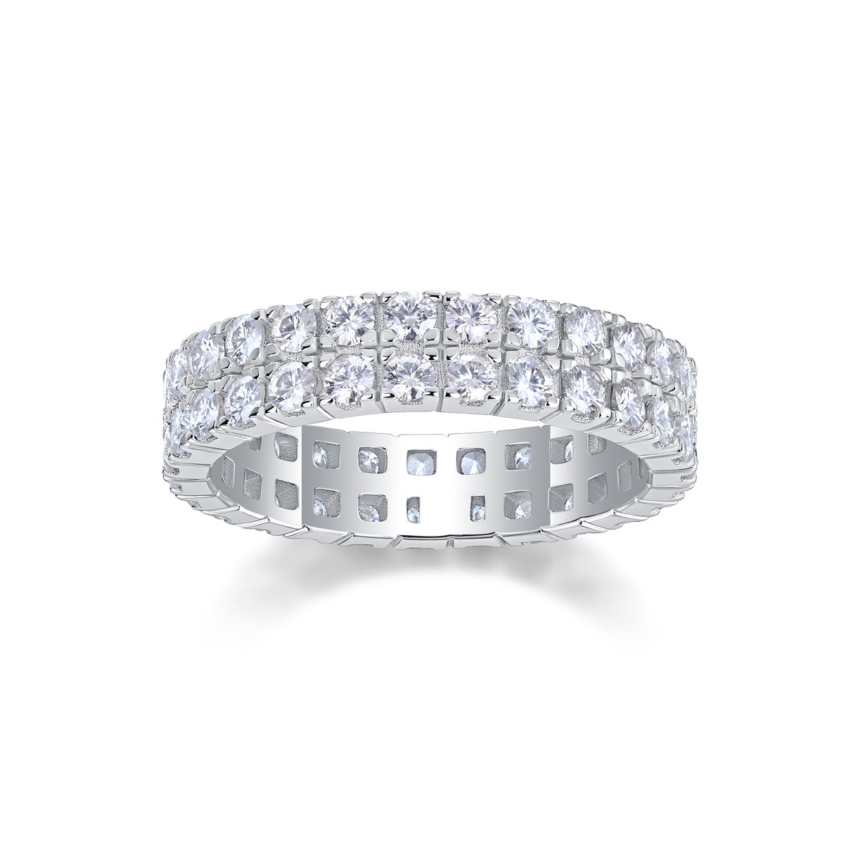 Multi-Row Moissanite Silver Ring Set