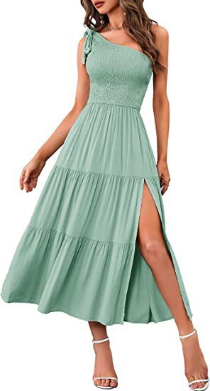 Robe d'été plissée à une épaule