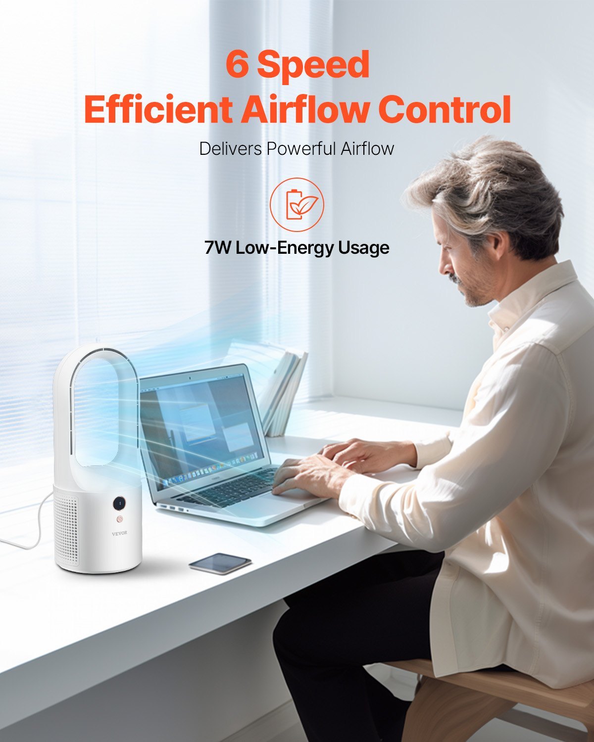 Portable 6-Speed Bladeless Desk Fan