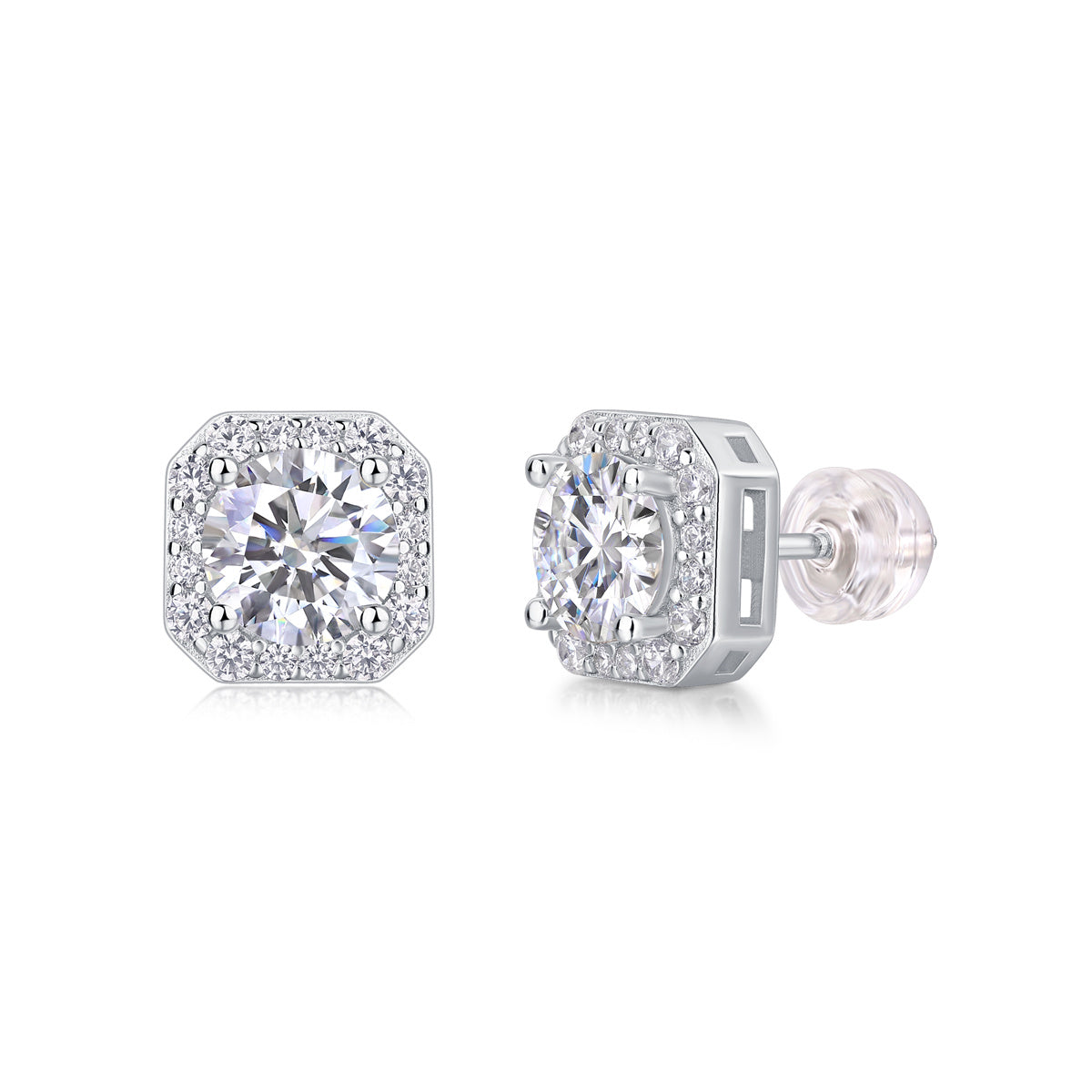Heart Rose Diamond Stud Earrings