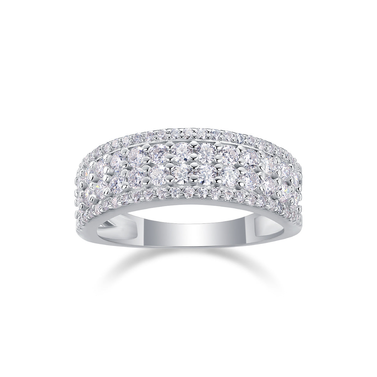 Moissanite Multi-Row Silver Ring Set
