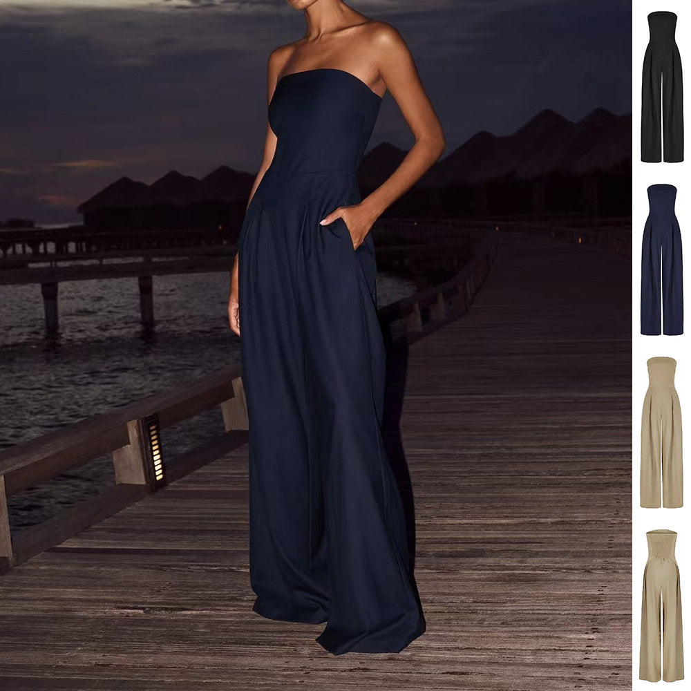Loose Backless Wide-Leg Jumpsuit