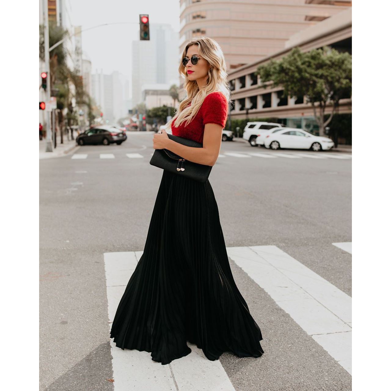 Jupe longue décontractée taille haute pour femme
