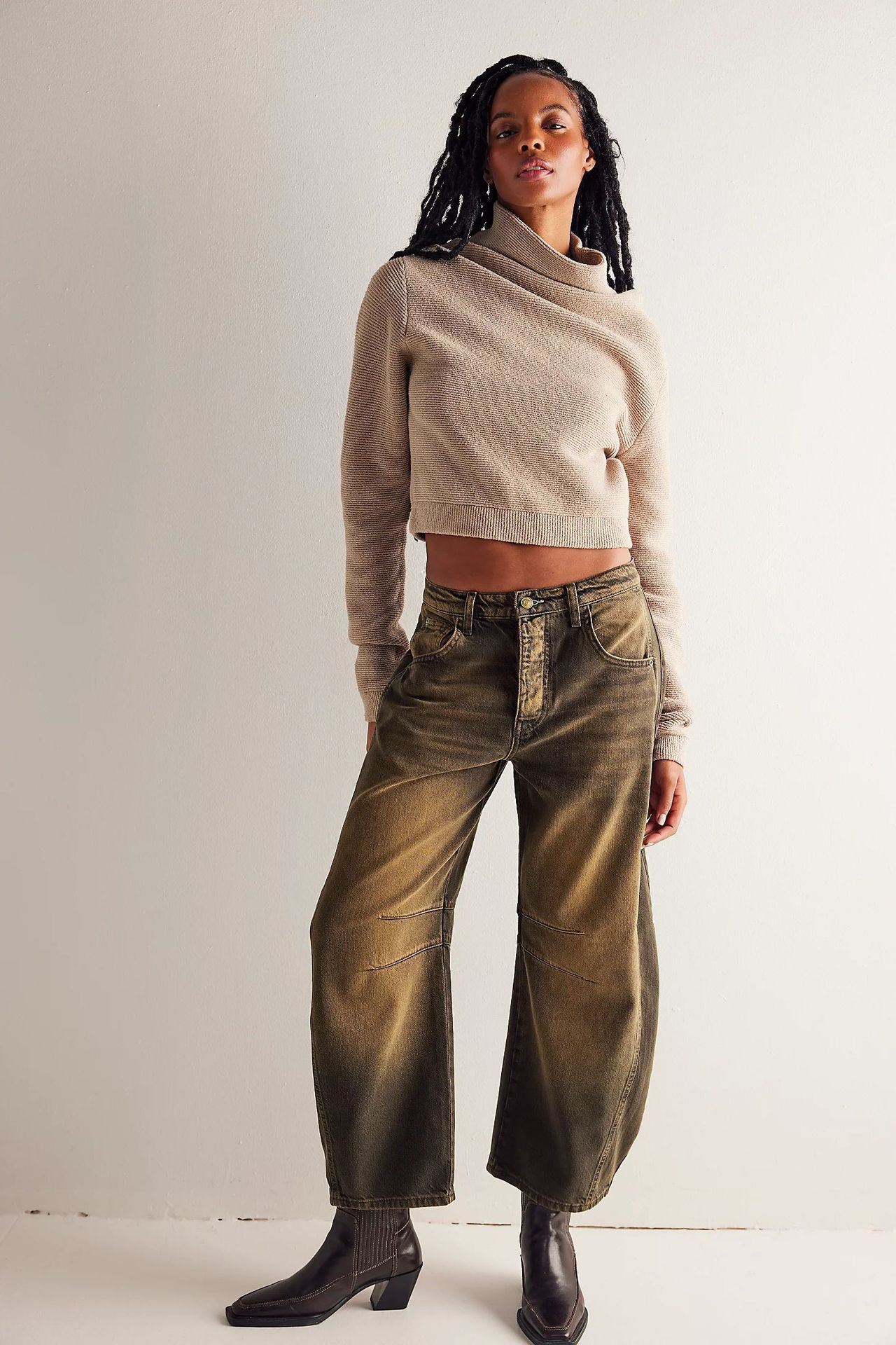 High Stretch Wide Leg Barrel Jeans