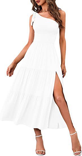 Robe d'été plissée à une épaule