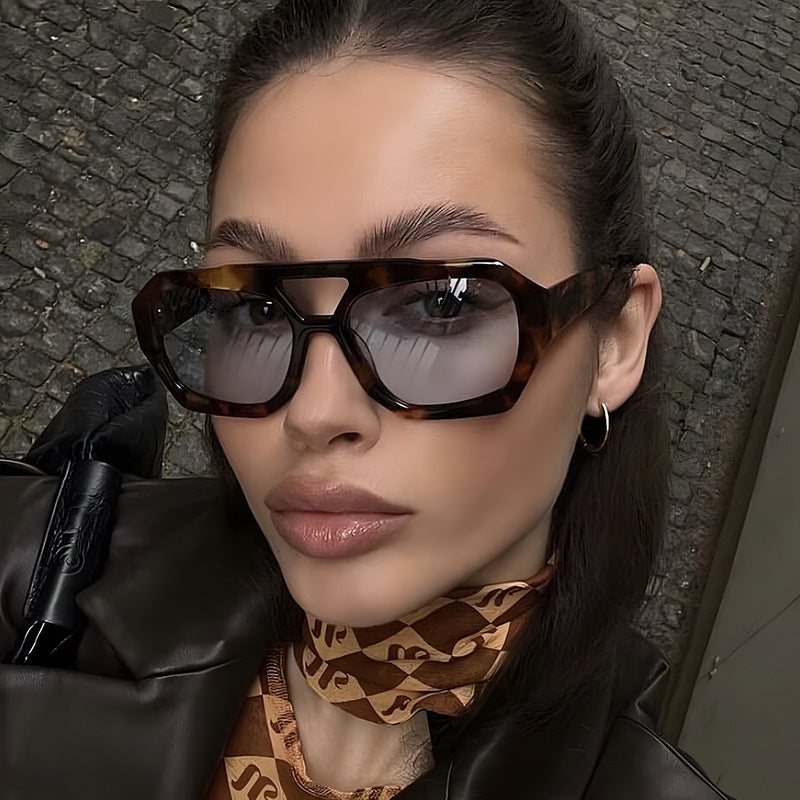 Leopard Big Frame Beach Sunglasses