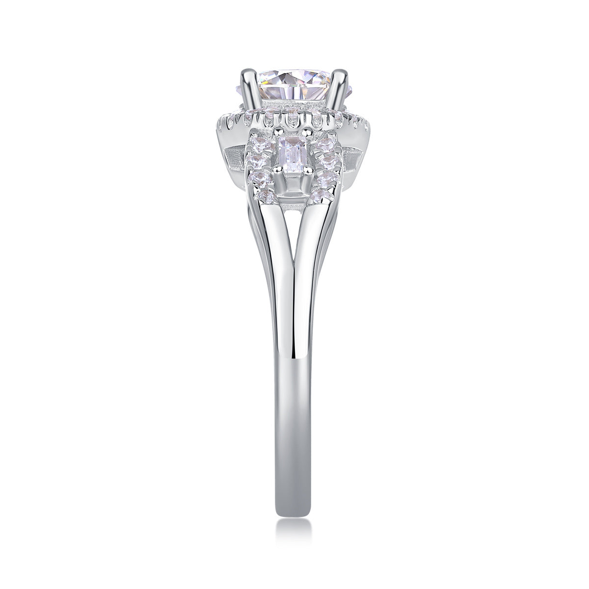Large Moissanite Silver Wedding Ring