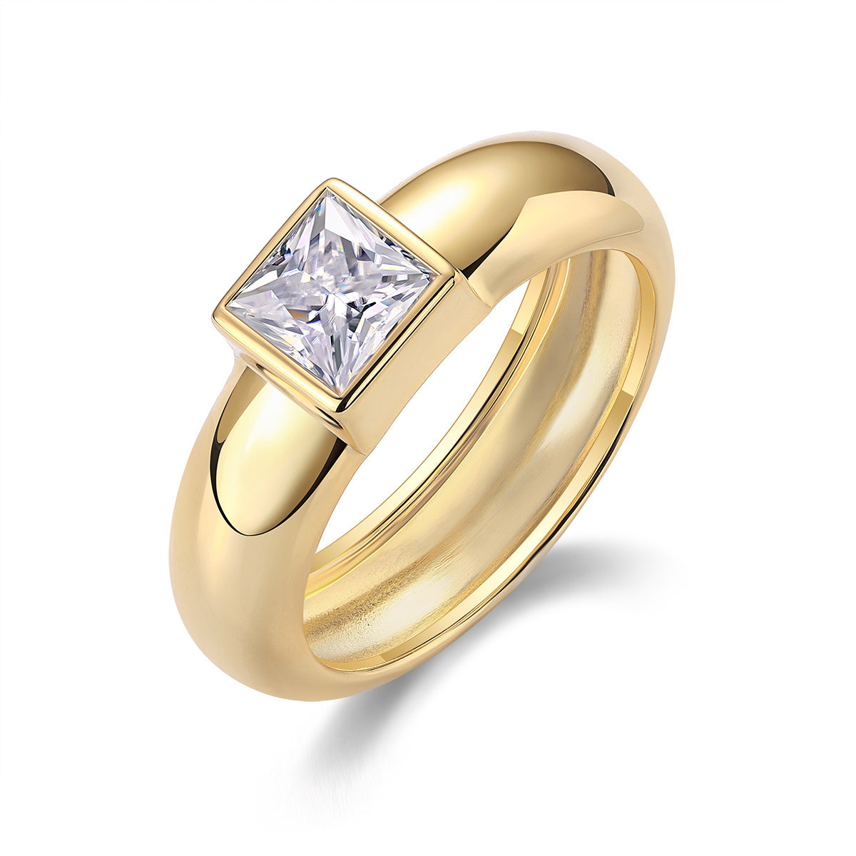Square Moissanite Silver Wedding Ring