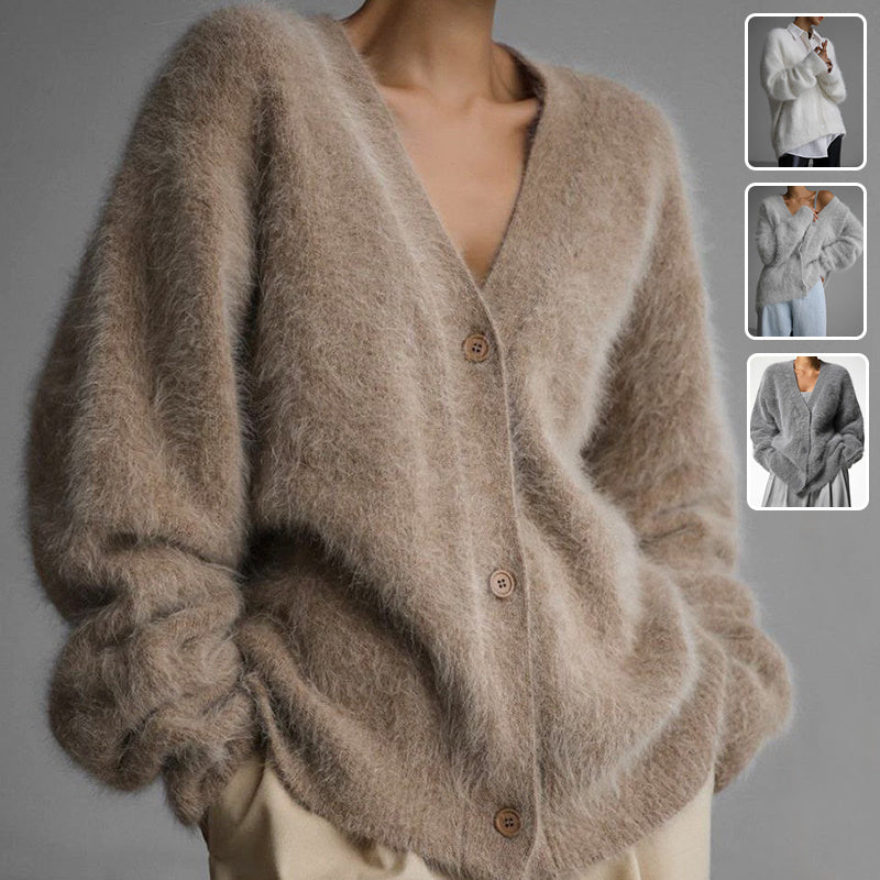 V-Neck Button Knit Cardigan Sweater