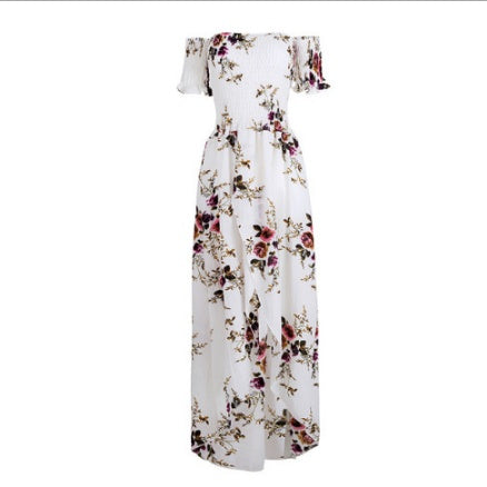 Robe de plage d'été bohème à épaules dénudées