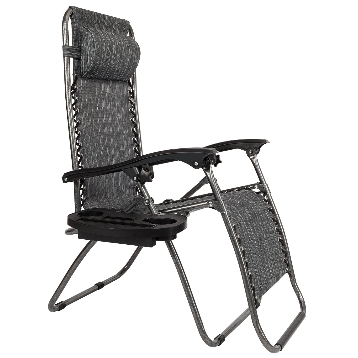 2pcs Adjustable Folding Loungers Grey