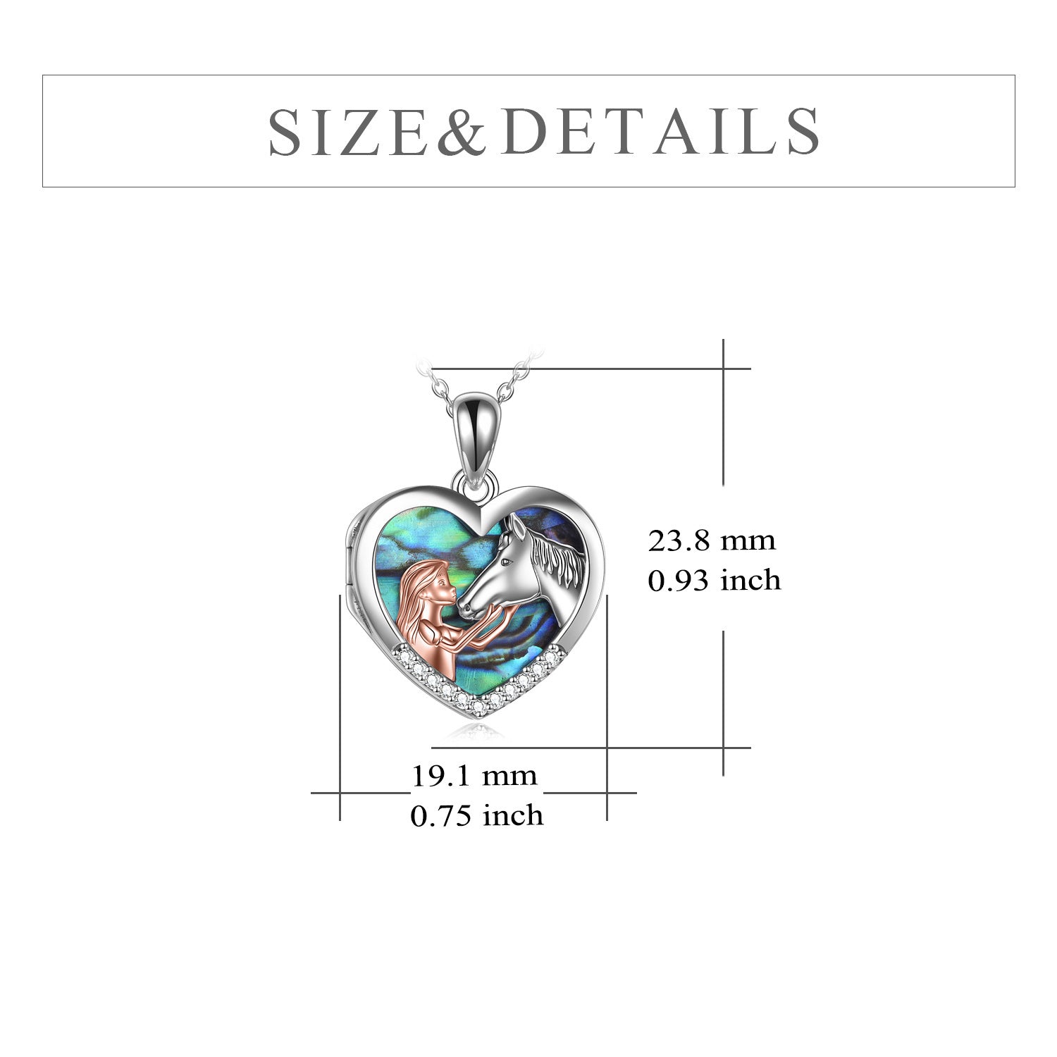 Horse Heart Girls Pendant Necklace