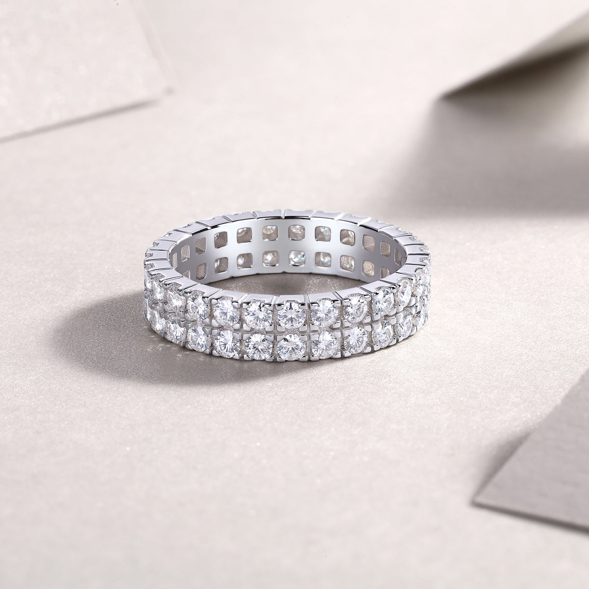 Multi-Row Moissanite Silver Ring Set