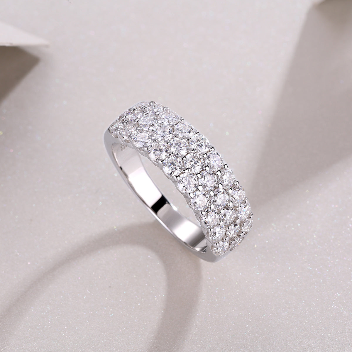 Multi-Row Moissanite Silver Ring Set