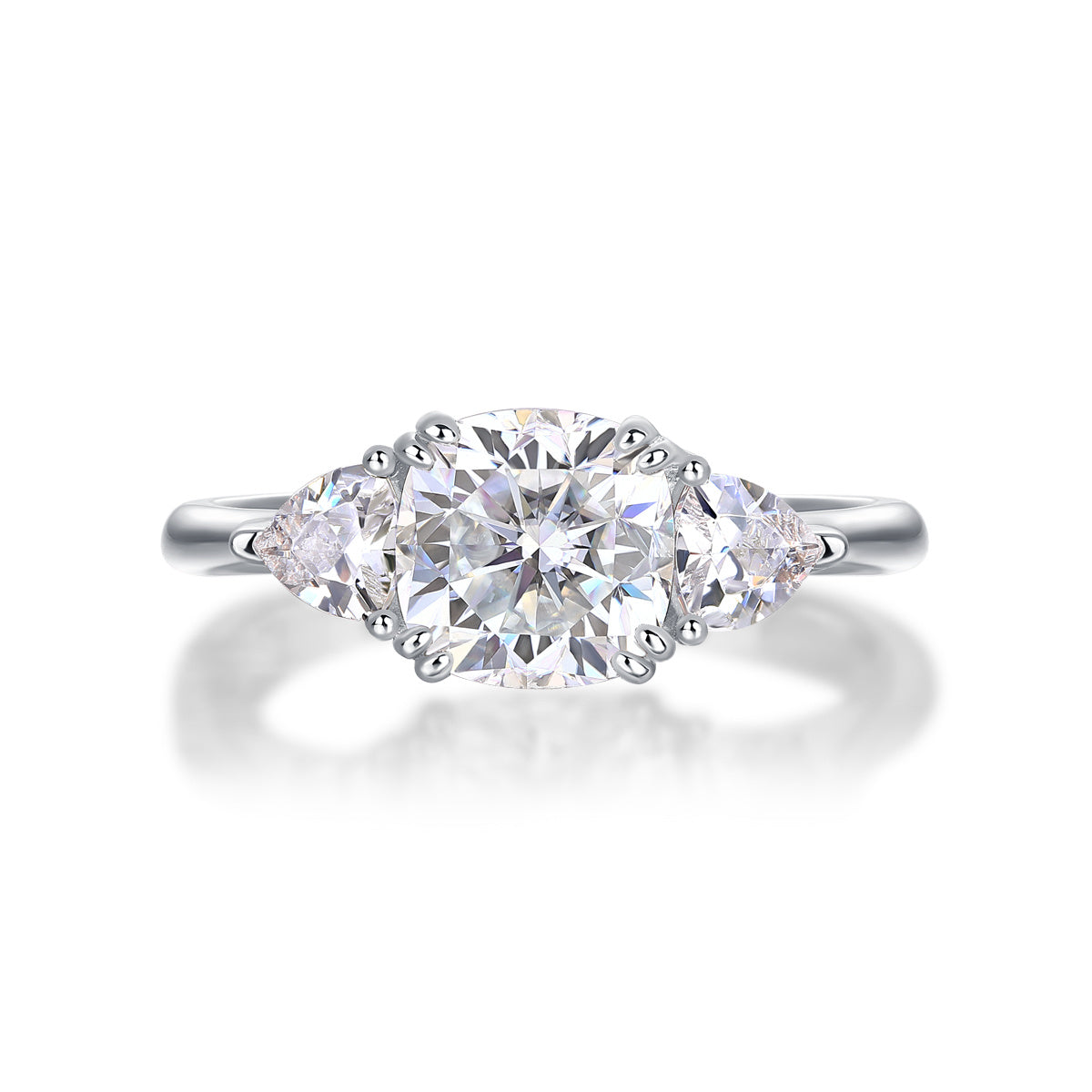 Large Moissanite Silver Wedding Ring