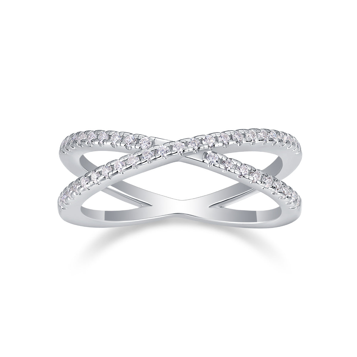 Double Band Moissanite Silver Ring