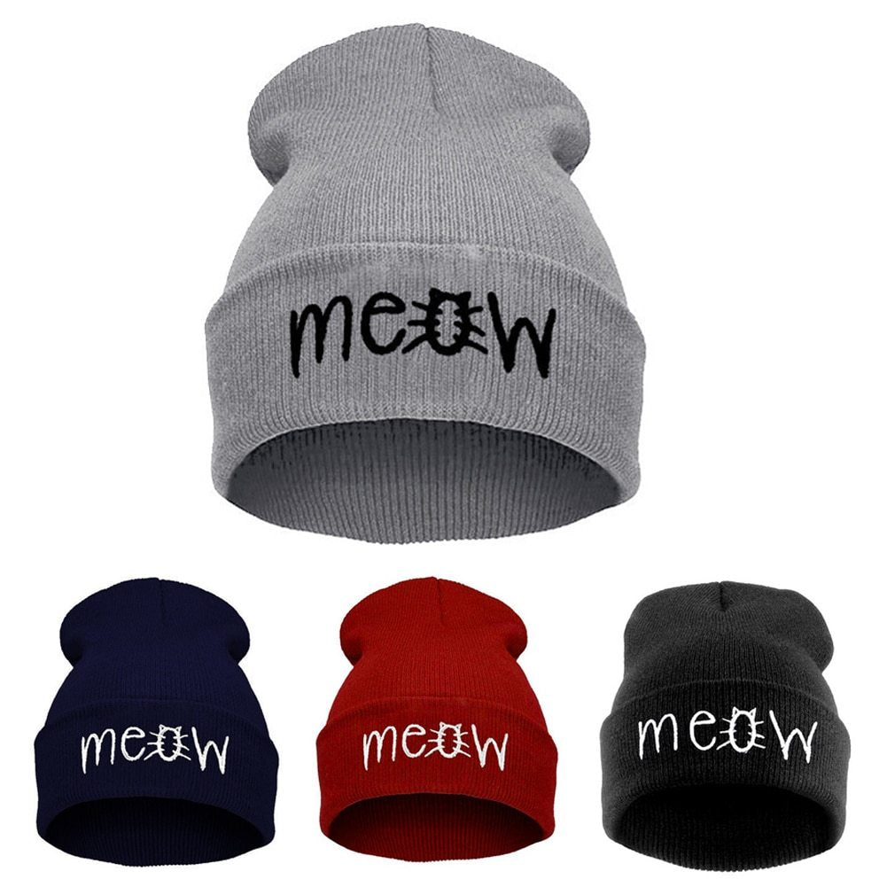 Autumn MEOW Wool Knit Beanie Hat
