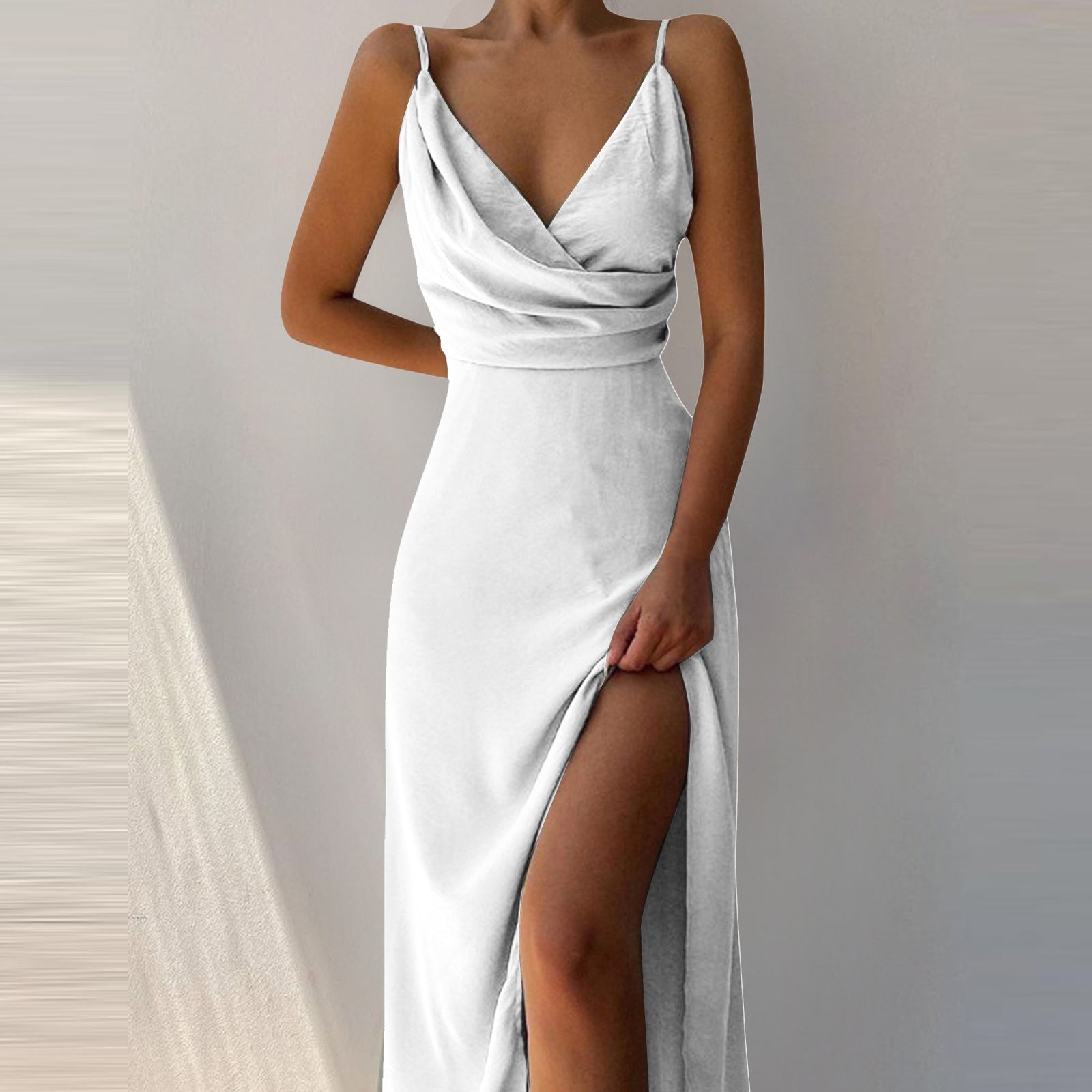 V-Neck Slit Slim Sling Dress for Women