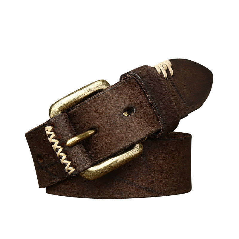 Ceinture rétro en cuir de vache faite à la main