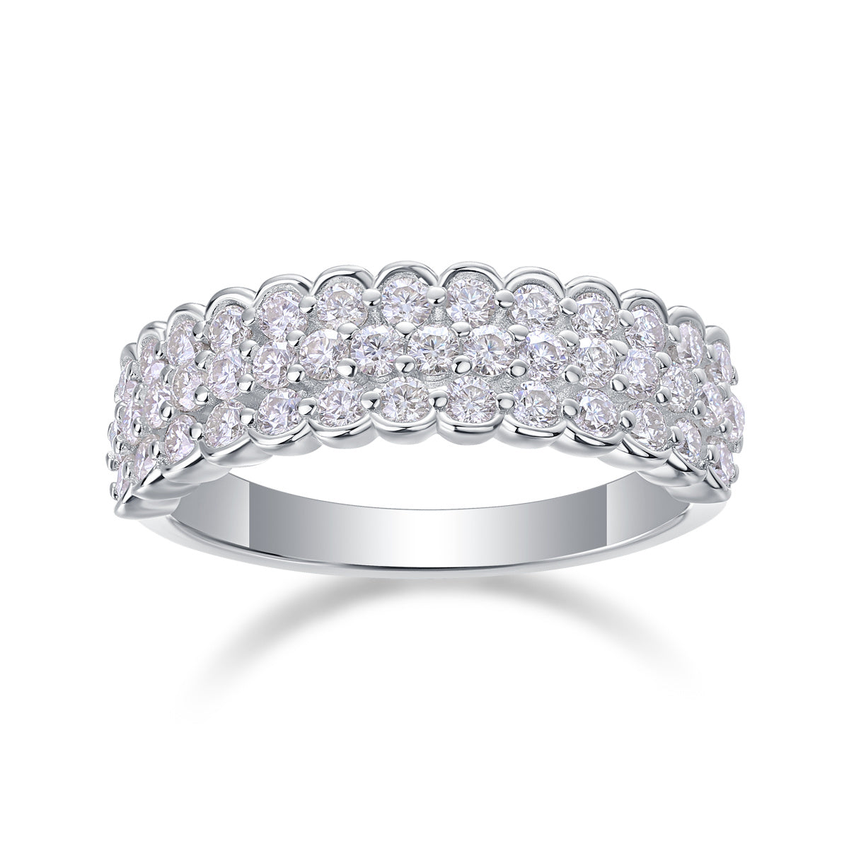 Multi-Row Moissanite Silver Ring Set