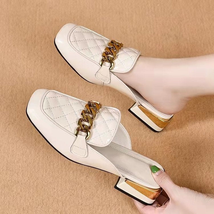 Mid Heel Toe Box Summer Slippers