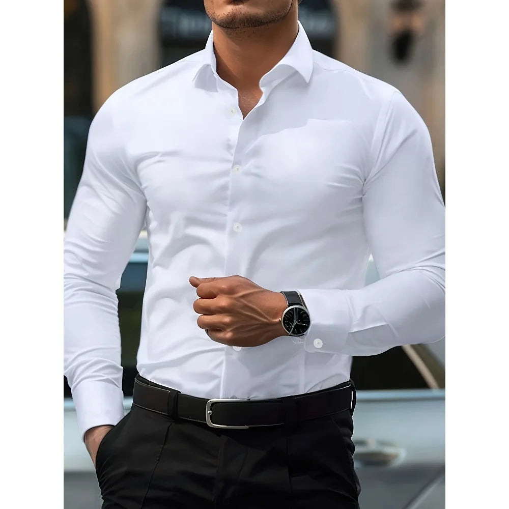 FGKKS Men’s Casual Solid Long Sleeve Shirt