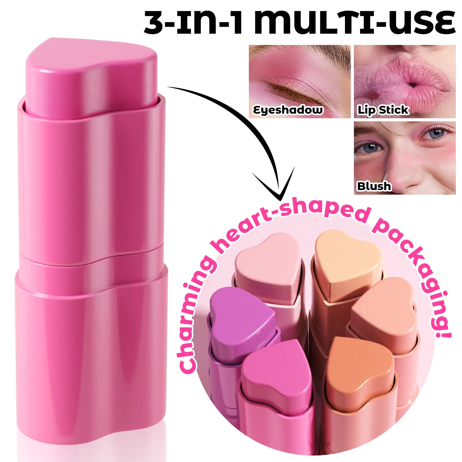 6-Color Heart Shaped Blush Stick Set