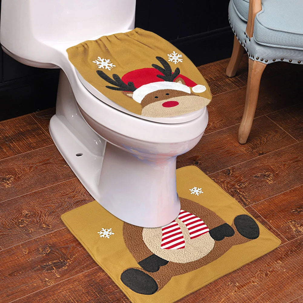 Christmas Deer Toilet Cover Set
