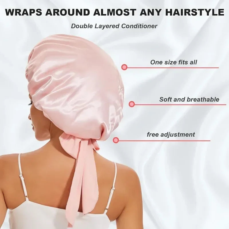 Adjustable Satin Sleep Bonnet for Women