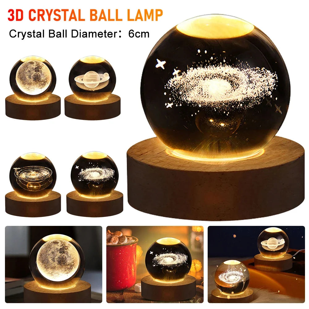 USB Crystal Ball Galaxy Table Lamp