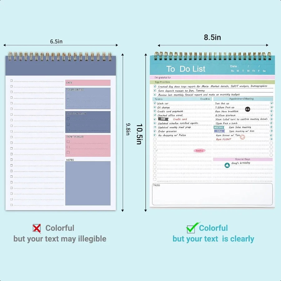Spiral To-Do List Notepad Daily 52 Sheets