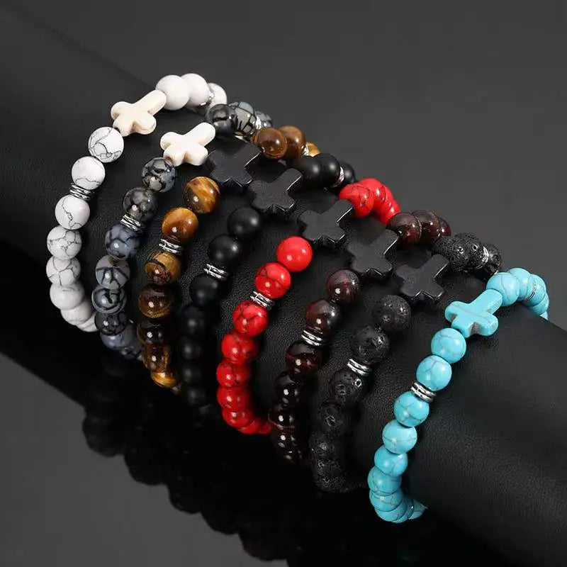 8Pcs Cross Beaded Bracelets Set Gift