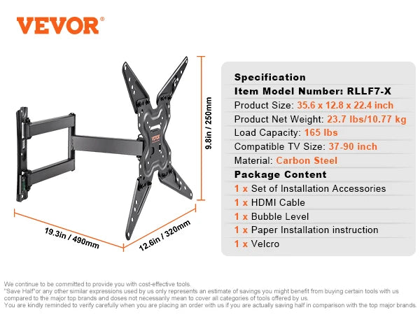 SucceBuy Full Motion TV Wall Mount