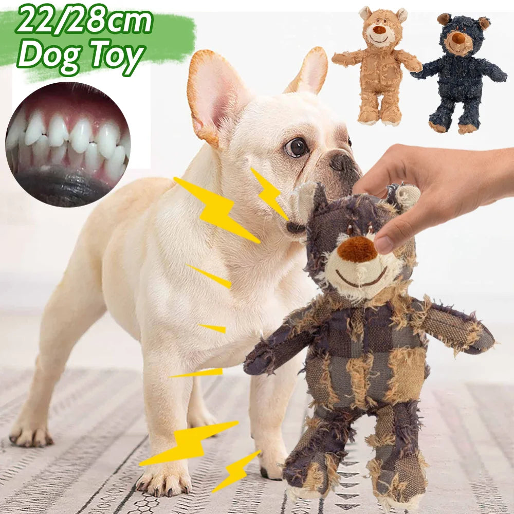 Squeaky Plush Bear Dog Toy Durable Fun