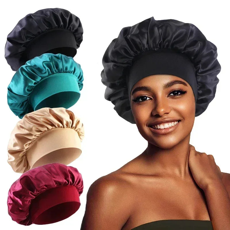 Satin Wide-Brim Silk Sleep Nightcap