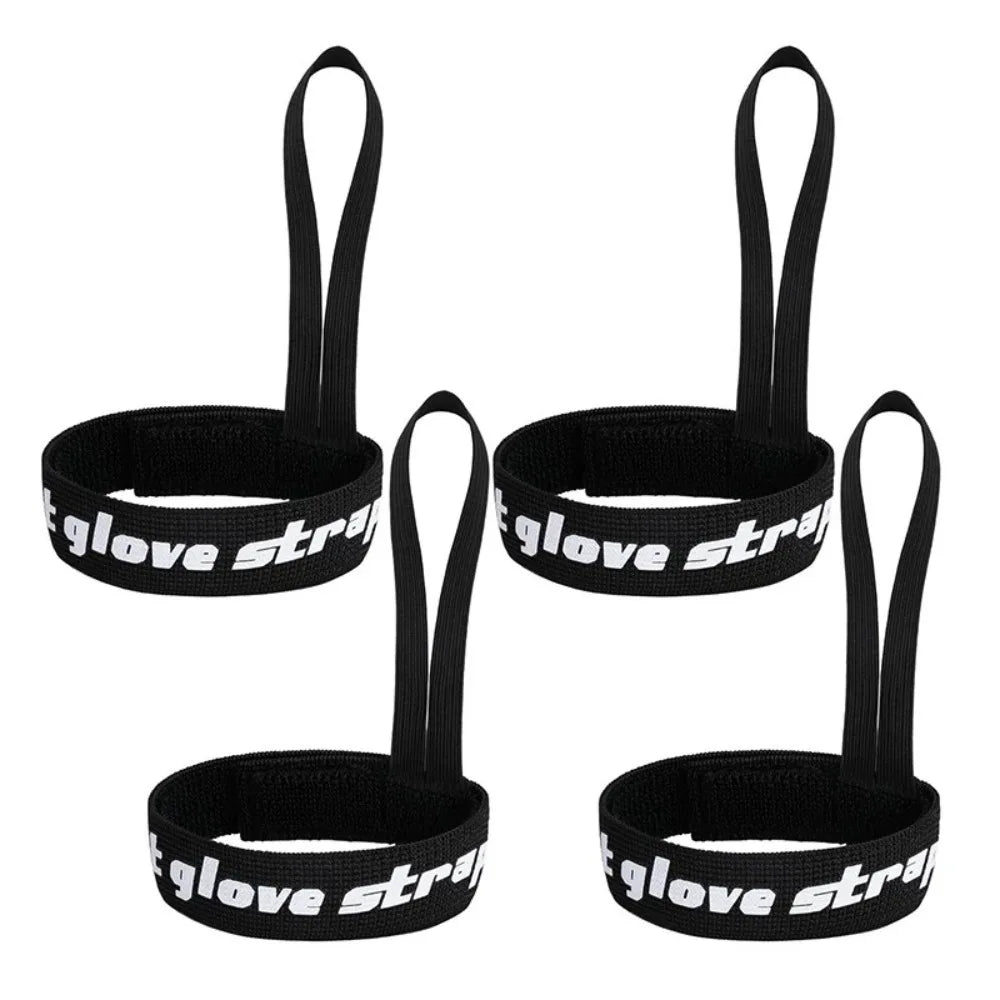 4 Pcs Black Ski Glove Wrist Strap Set
