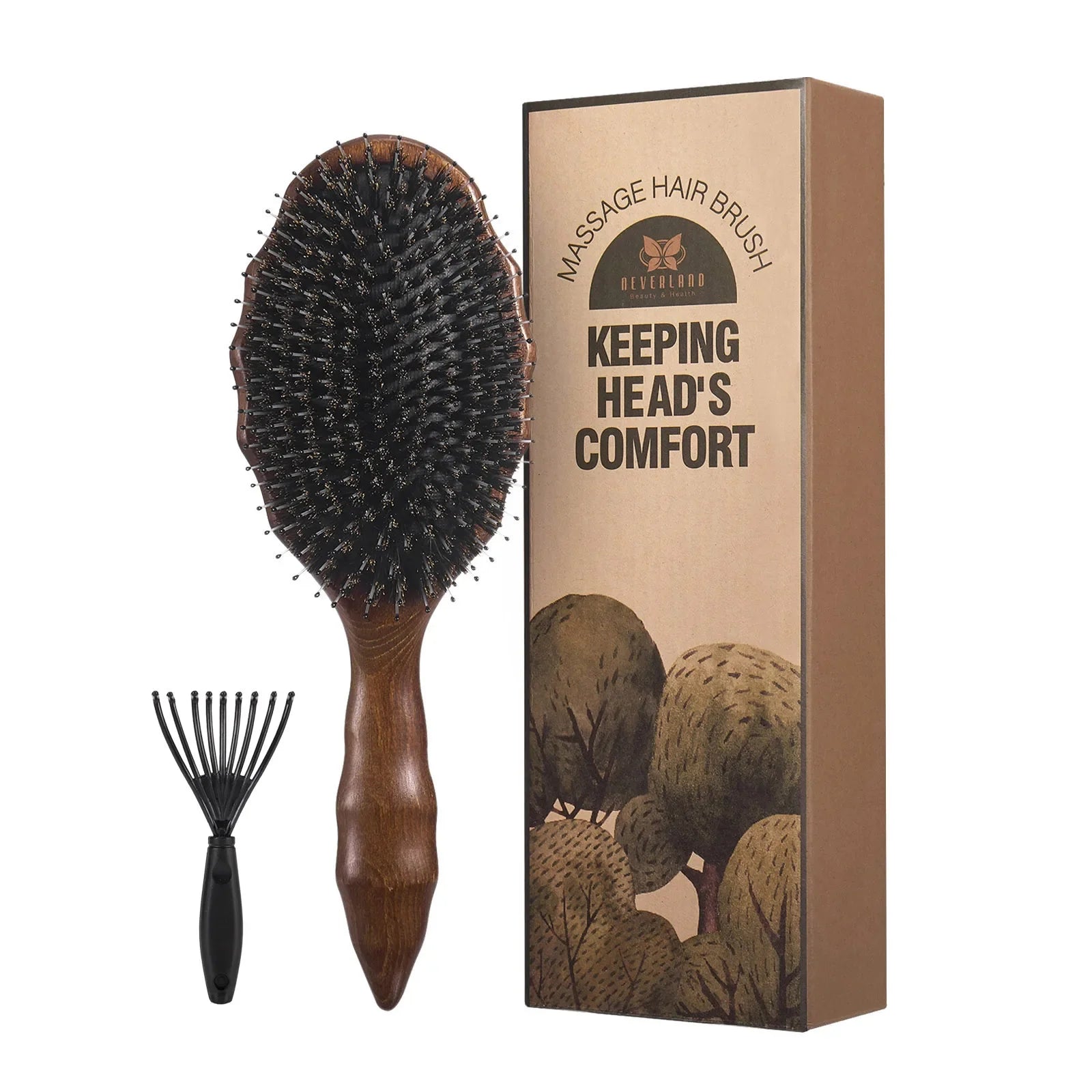 Professional Wooden Bristle Hair Comb