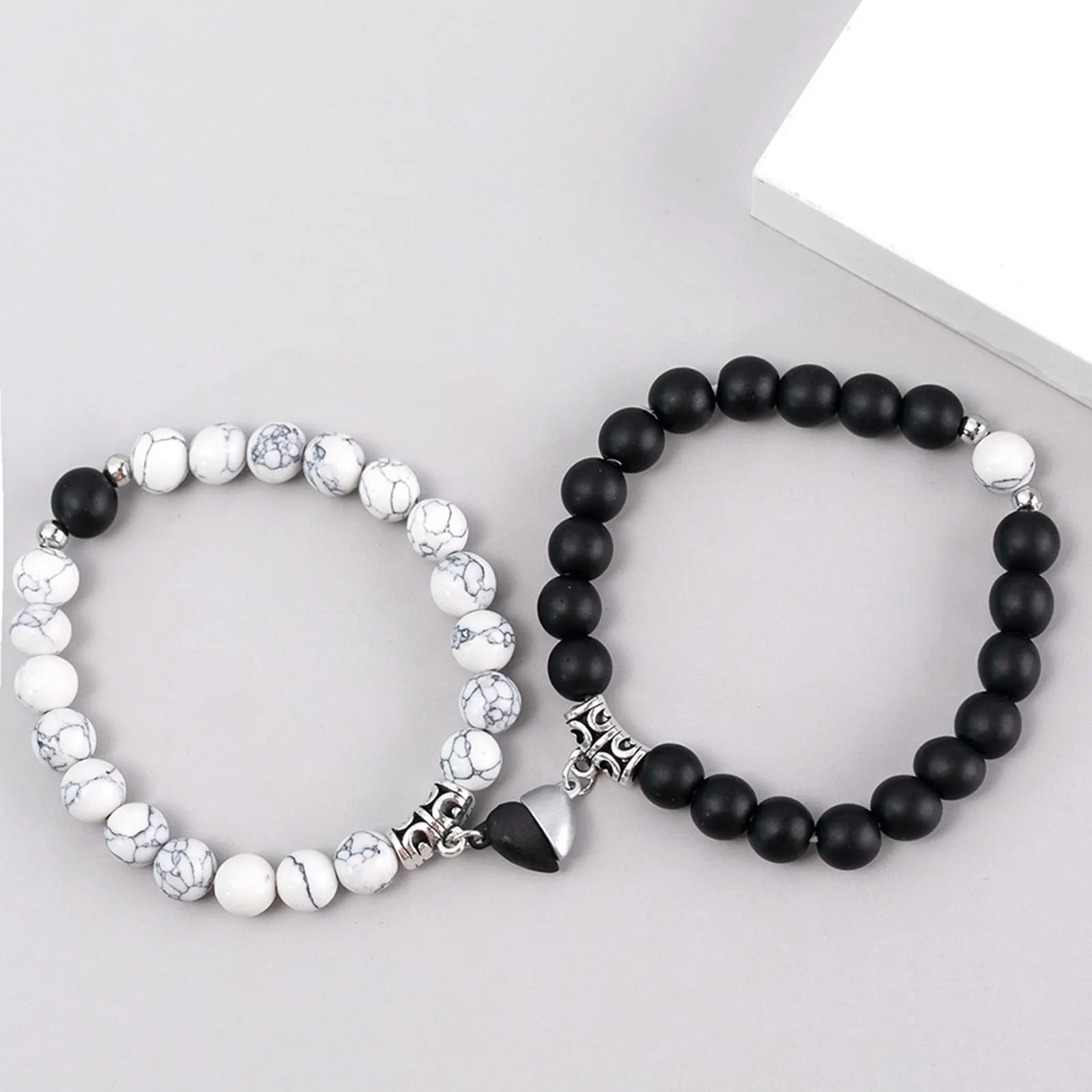 White and Black Couple Friendship Bracelet
