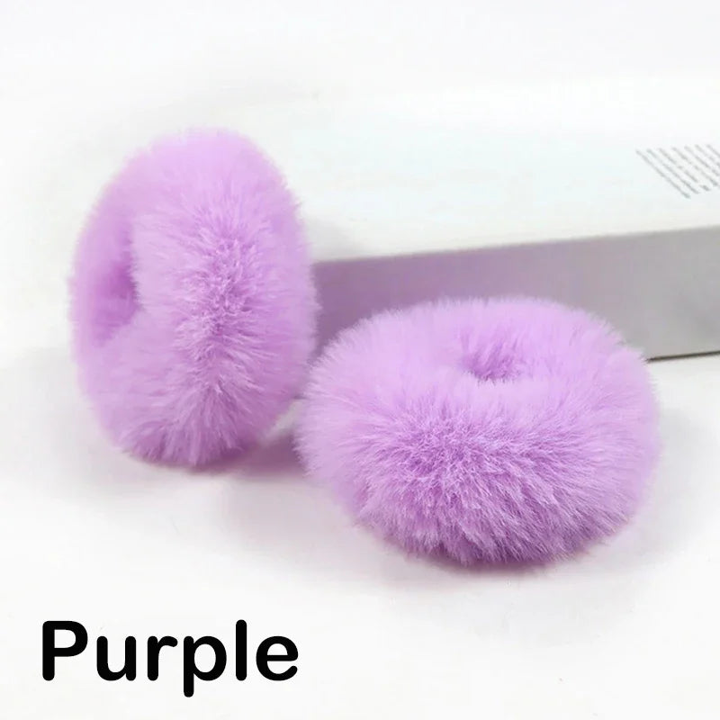 2Pcs Baby Girls Plush Elastic Hair Bands