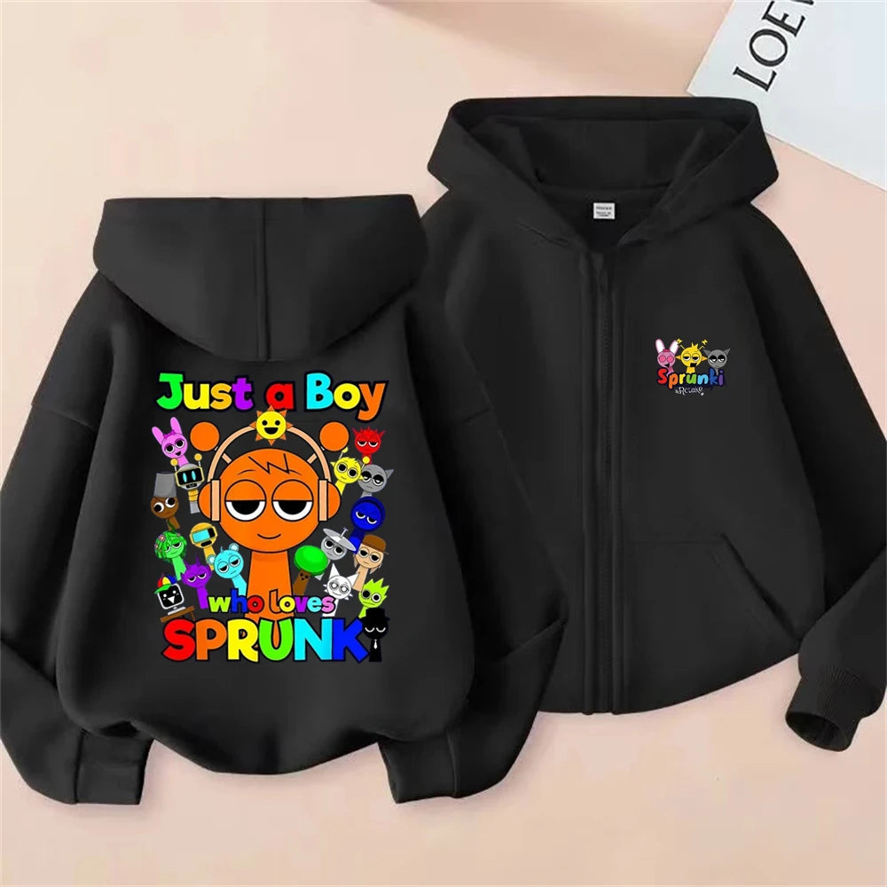 Sprunki Incredibox Kids Zipper Hoodie