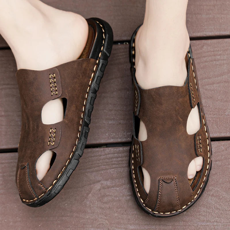 Luxury Leather Flip Flops Men 2024