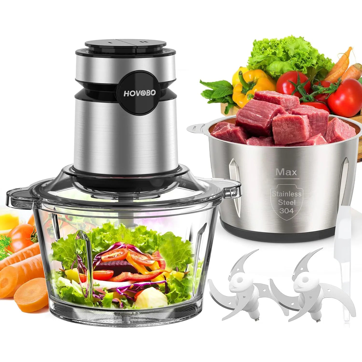 500W 2-Speed Electric Food Processor