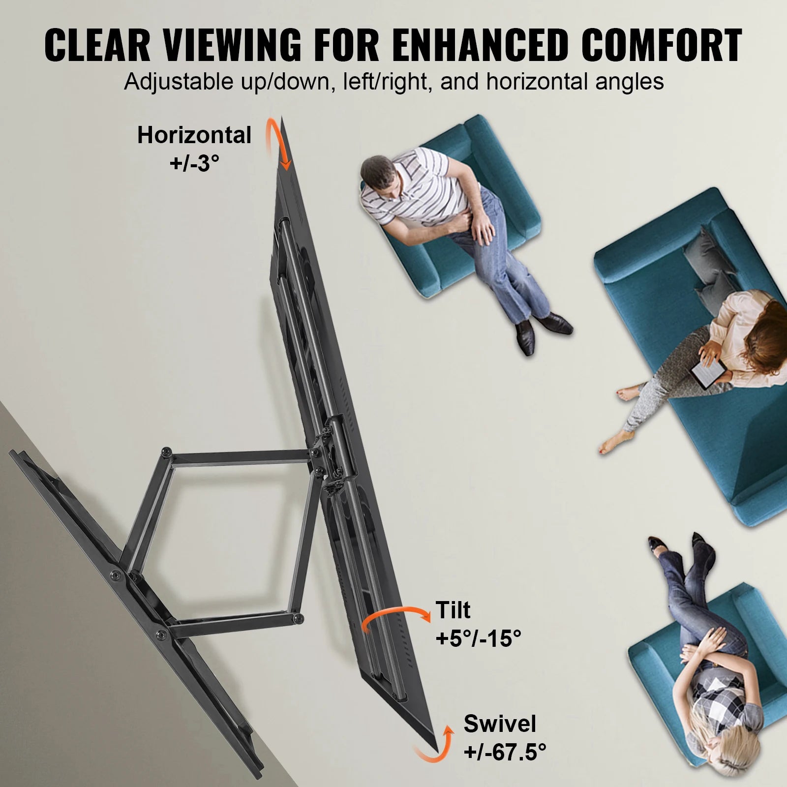 VEVOR Full Motion TV Wall Mount 26-90