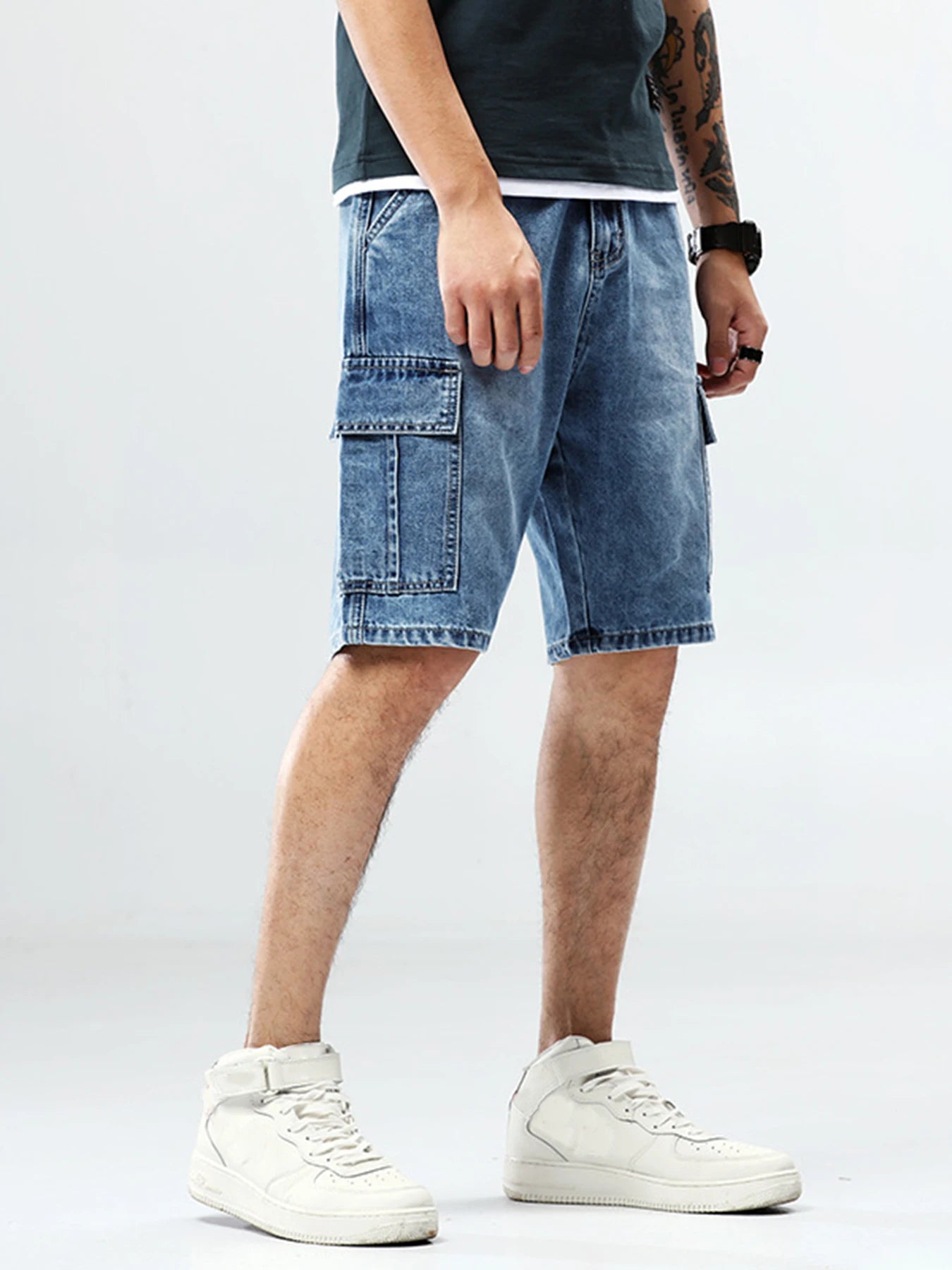 Men’s Hip Hop Denim Cargo Shorts