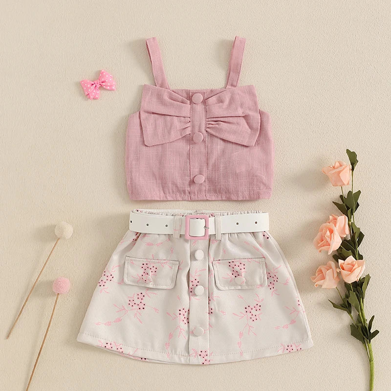 Toddler Girl Bow Top Skirt Set